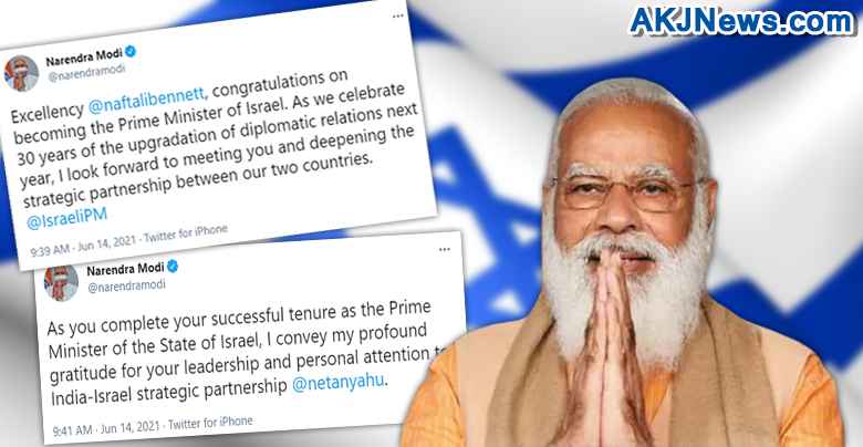 PM Modi tweeted his best wishes to the new Prime Minister of Israel