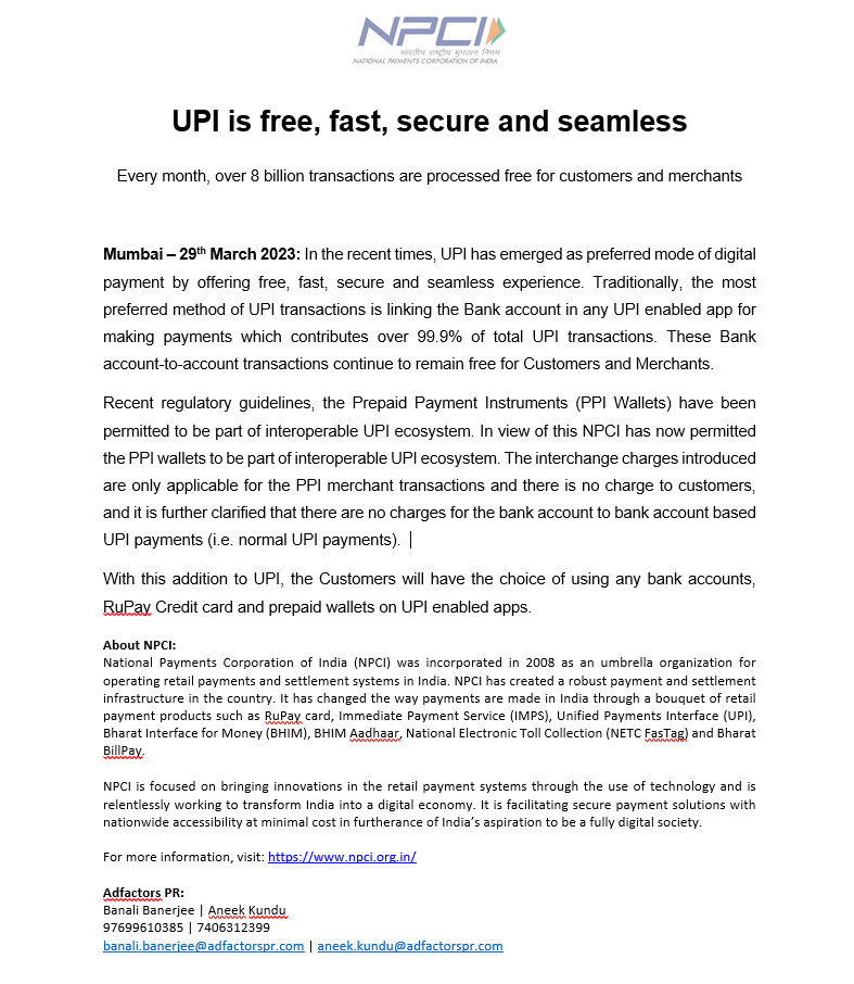Transaction Charge on UPI